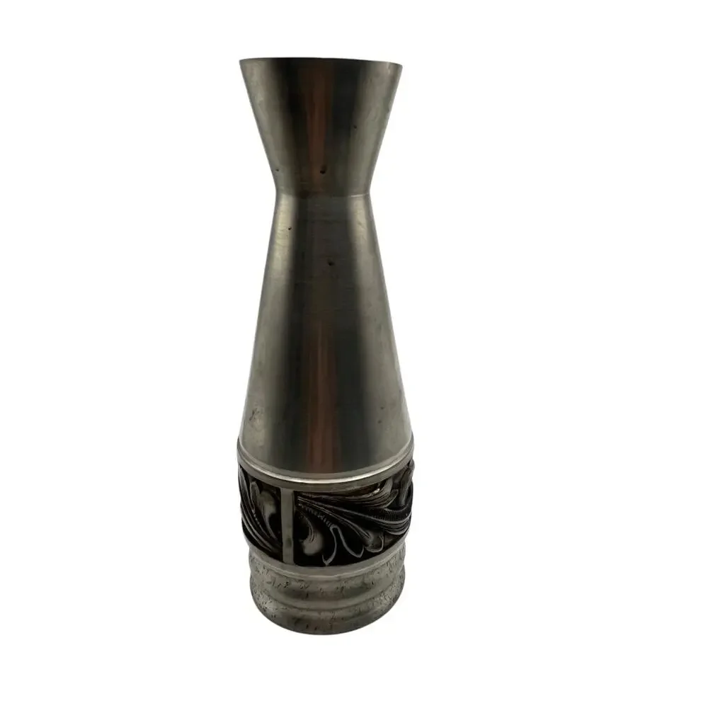 Gullsmeg Borgen Vase Vintage Pewter Tinn Organic Leaf Art Nouveau Retro Chic - Picture 2 of 8